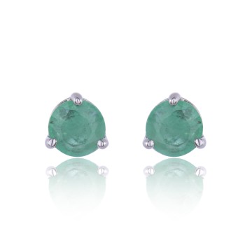 9ct White Gold Emerald Stone Set Studs