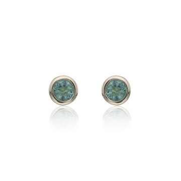 9ct Yellow Gold Emerald Rub Over Earrings