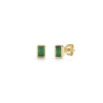 9ct Yellow Gold Emerald Cut 0.60ct Emerald Solitaire Stud Earrings
