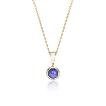 9ct Yellow Gold Tanzanite Rub Over Pendant