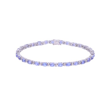 9ct White Gold Brilliant Cut Tanzanite and Diamond 0.26ct Bracelet