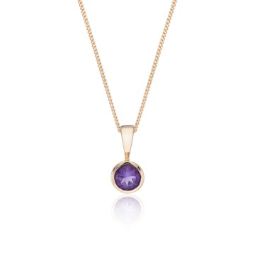 9ct Yellow Gold Amethyst Rub Over Pendant