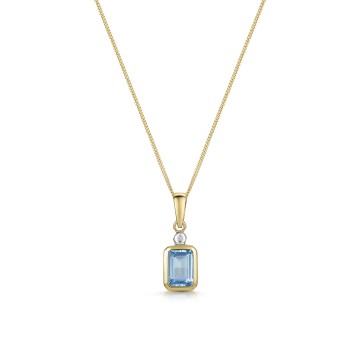 9ct Yellow Gold 0.85ct Blue Topaz Pendant