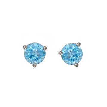 9ct White Gold Round Brilliant Blue Topaz Earrings