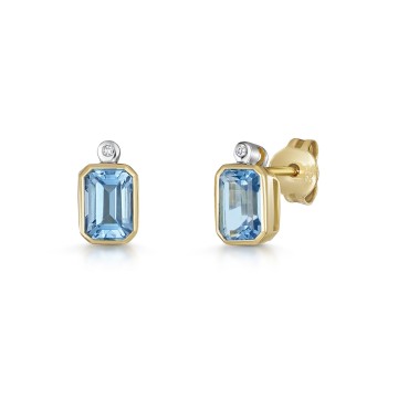 9ct Yellow Gold 1.60ct Blue Topaz Earrings