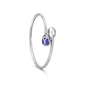 Fabergé Heritage White Gold Royal Blue Guilloché Enamel Crossover Bangle 1099BT1992 