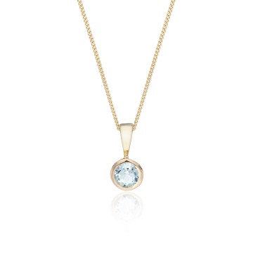 9ct Yellow Gold Aquamarine Rub Over Pendant