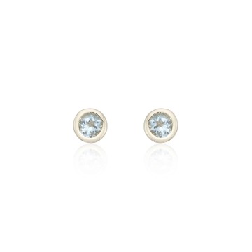 9ct Yellow Gold Aquamarine Rub Over Earrings