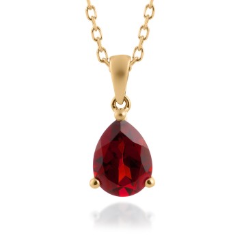 9ct Yellow Gold 0.95ct Pear Cut Garnet Pendant