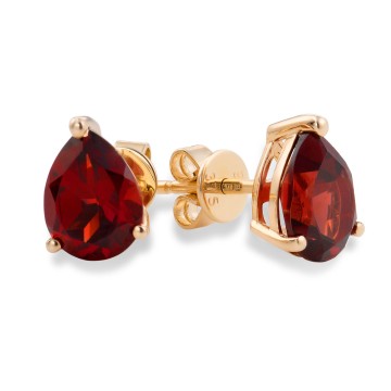 9ct Yellow Gold  Pear Cut Garnet 1.90ct Stud Earrings