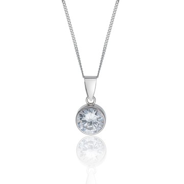 9ct White Gold Cubic Zirconia Pendant