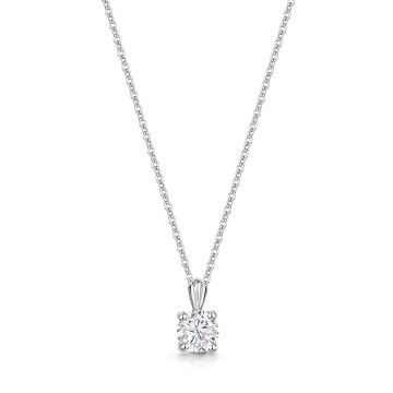 9ct White Gold Round Brilliant Cubic Zirconia Claw Set Pendant