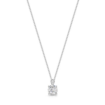 9ct White Gold Round Cubic Zirconia Pendant Necklace