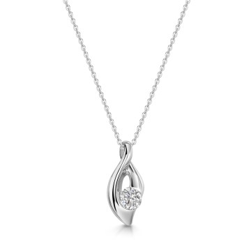 9ct White Gold Cubic Zirconia Open Twist Pendant