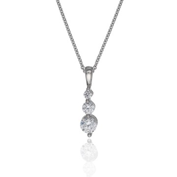 9ct White Gold Cubic Zirconia Triple Drop Pendant
