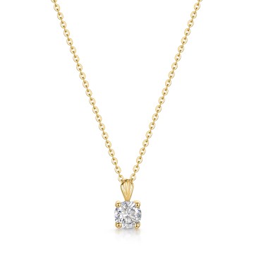 9ct Yellow Gold 4mm Round Cubic Zirconia Pendant Necklace