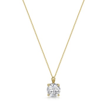 9ct Yellow Gold 7mm Round CZ 7mm x 10mm Pendant