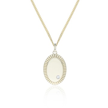 9ct Yellow Gold Cubic Zirconia Oval Signet Pendant