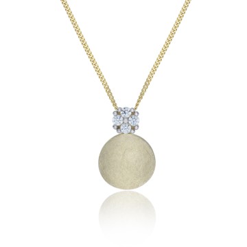 9ct Yellow Gold Cubic Zirconia Disc Pendant