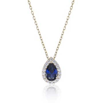 9ct Yellow Gold Blue Cubic Zirconia Pendant