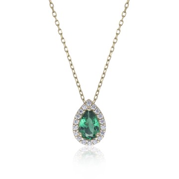 9ct Yellow Gold Emerald Cubic Zirconia Pendant