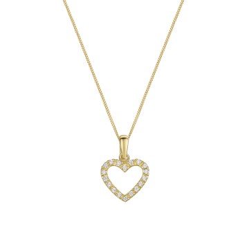 9ct Yellow Gold Cubic Zirconia Heart Shape Pendant