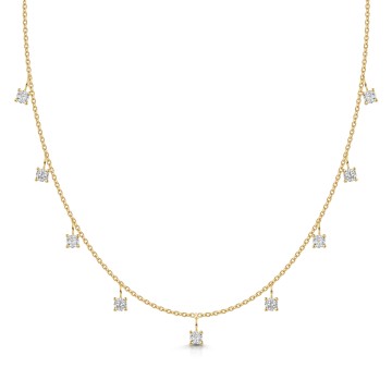 9ct Yellow Gold Cubic Zirconia Adjustable Necklet 