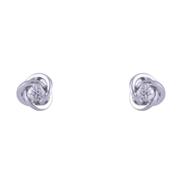 9ct White Gold Cubic Zirconia Knot Stud Earrings