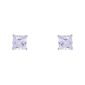 9ct White Gold Princess Cut Cubic Zirconia Stud Earrings