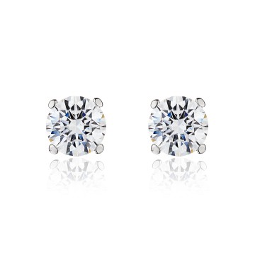 9ct White Gold Cubic Zirconia Solitaire Earrings
