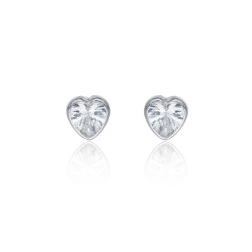 9ct White Gold Cubic Zirconia Heart Shape Stud Earrings