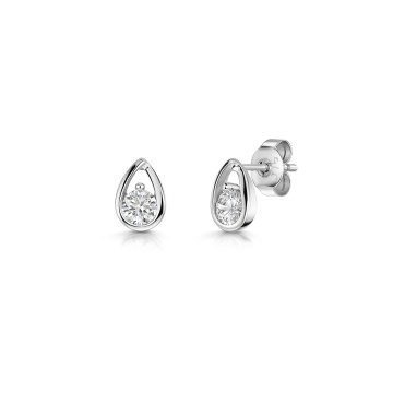 9ct White Gold Cubic Zirconia Round Brilliant Solitaire Earrings