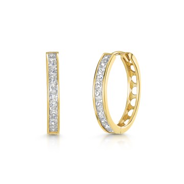 9ct Yellow Gold Cubic Zirconia Huggy Hoop Earrings