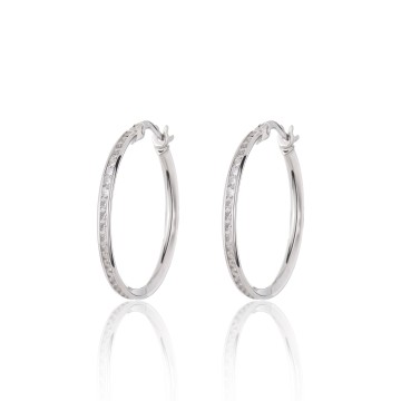 9ct White Gold Cubic Zirconia Hoop Earrings