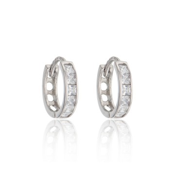 9ct White Gold Brilliant Cut Cubic Zirconia Hoop Earrings