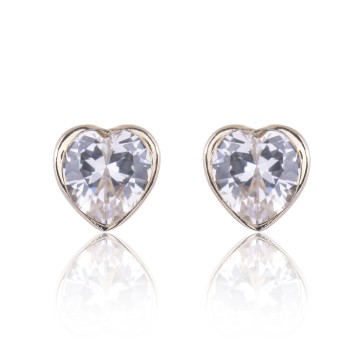 9ct Yellow Gold Heart Shape Cubic Zirconia Earrings