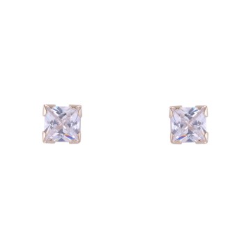 9ct Yellow Gold Princess Cut Cubic Zirconia Stud Earrings
