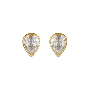 9ct Yellow Gold Pear Cut Cubic Zirconia Stud Earrings