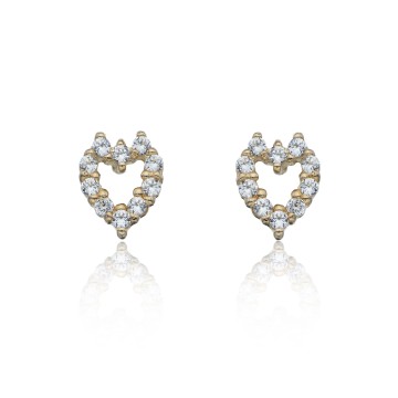 9ct Yellow Gold Cubic Zirconia Heart Earrings