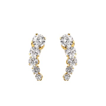 9ct Yellow Gold Brilliant Cut Cubic Zirconia Climber Earrings