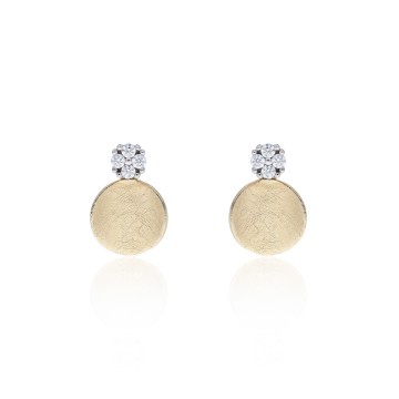 9ct Yellow Gold Cubic Zirconia Textured Disc Earrings