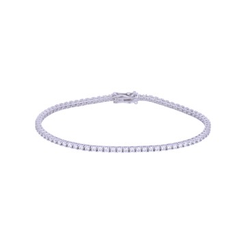 9ct White Gold Round Brilliant Cubic Zirconia Tennis Bracelet