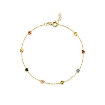 9ct Yellow Gold Multi Coloured Cubic Zirconia Bracelet