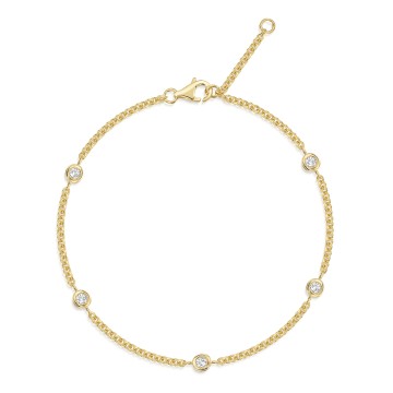 9ct Yellow Gold Cubic Zirconia Staggered Rub Over Bracelet