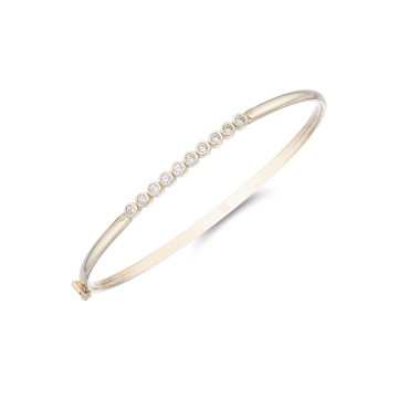 9ct Yellow Gold Cubic Zirconia Rubover Bangle