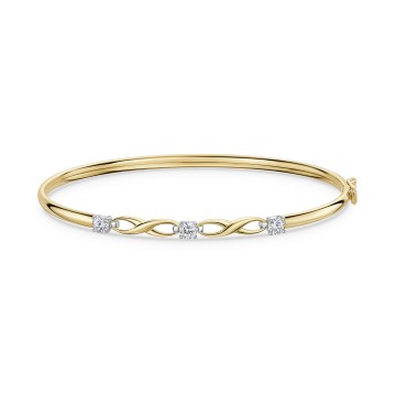 9ct Yellow Gold Cubic Zirconia Infinity Bangle