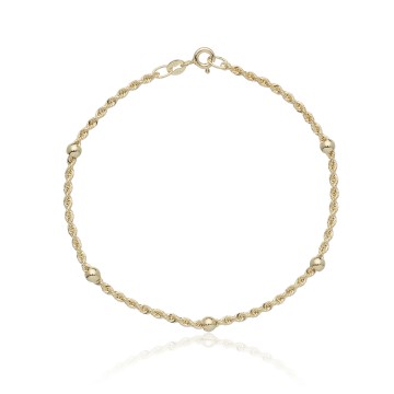 9ct Yellow Gold Rope and Ball Bracelet