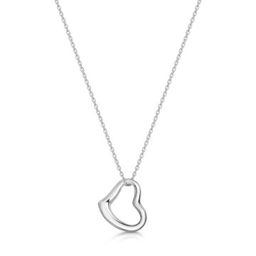 9ct White Gold Polished Open Heart Pendant