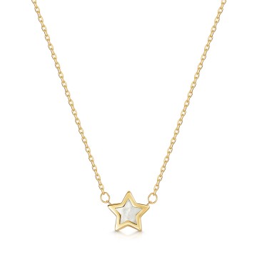 9ct Yellow Gold Mother Of Pearl Star Necklet