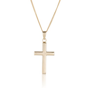 9ct Yellow Gold Plain Flat Cross Pendant
